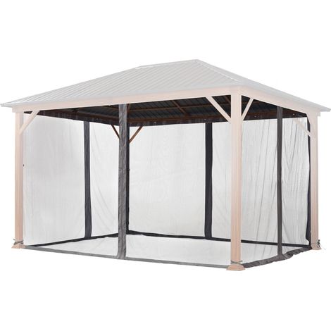Moustiquaires (4 toiles) pour tonnelle de jardin TOOLPORT Forest Superior 3x4 m, gris (1/5)