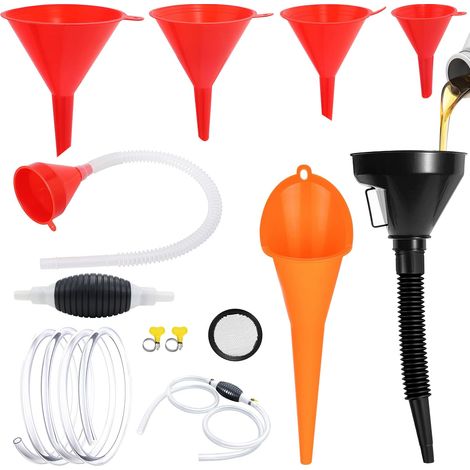 Entonnoir Essence Entonnoir Carburant 8 Pièces Entonnoir Universel à Essence avec Pompe à Main pompe siphon essence Entonnoir Pour Voiture pour voitures huile moteur, liquide,kérosène et essence (1/5)