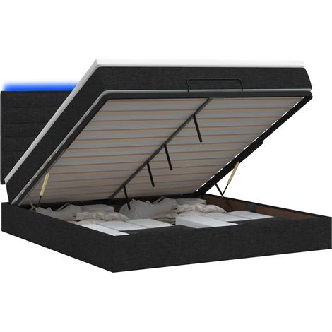 Maison Exclusive - Lit coffre avec matelas et LED Noir 140 x 190 cm Tissu (1/5)