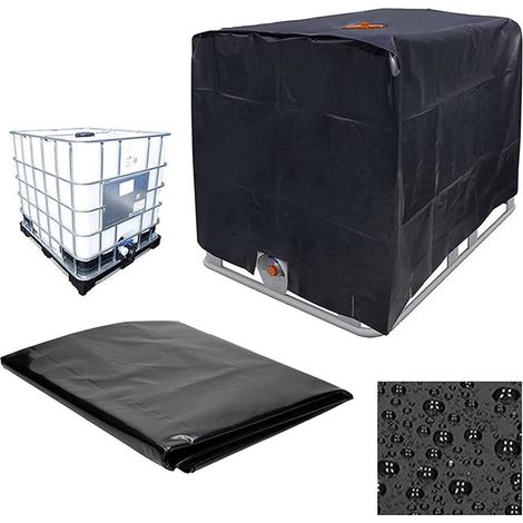 Wassertankabdeckung/Schutzplane für IBC-Container – Schwarz – Deckel und Ventil bleiben frei zugänglich – Für 1000-Liter-Container – IBC-Tankabdeckung – Rutschfestes Material – 120 x 100 x 116 cm (1/5)