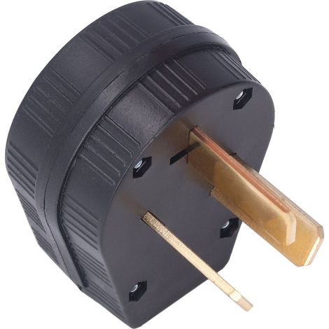 Bouchon mâle 3 broches laiton 50A 250V, conforme norme NEMA