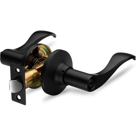Door lock for office or front door, black iron finish (1/4)