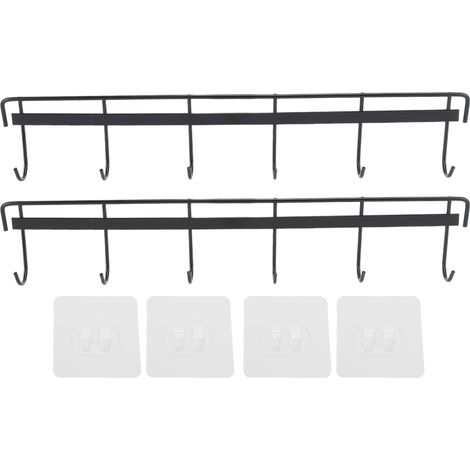 Perchero de pared fabricado en acero inoxidable 304 con 6 ganchos, de color negro, para ropa, toallas y sombreros. (1/5)
