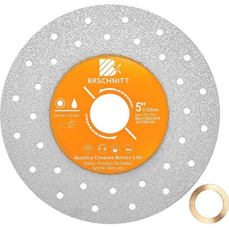 Diamant-Trennscheibe 125mm für Stein, Fliesen, Granit, Glas (Nass/Trocken) (1/5)