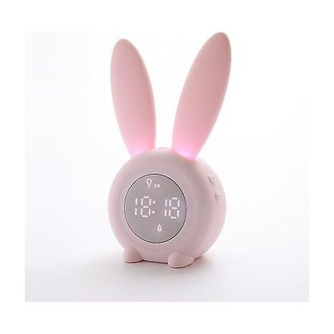 rveil Pour Enfants - Rose, Rveil Lumineux Pour Enfants, Rveil De Lapin Mignon, Lampe De Chevet Fonction De Sieste, Affichage Automatique De L'heur (1/5)