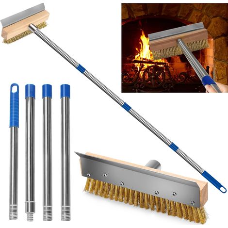 84-168 cm Brosse pour Four A Pizza Détachable en Fil De Cuivre avec Grattoir, 25 cm B 4 cm H en Laiton, pour Le Nettoyage des Fours à Pizza, Fours à Bois Et Fumoirs (1/5)