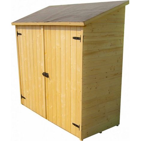 Habrita – Abri de jardin bois massif 1m2 avec étagères – Couverture bitumée – Double porte 1,52 x 1,37 m – ED1708E