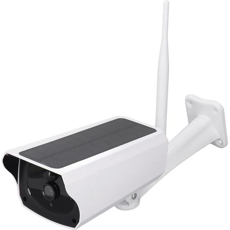 Caméra de sécurité solaire 1080p 2MP, vision nocturne, détection de mouvement PIR, audio bidirectionnel, étanchéité IP67 pour une utilisation extérieure.