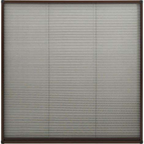 Moustiquaire plissée pour fenêtre Aluminium Marron 120x120 cm