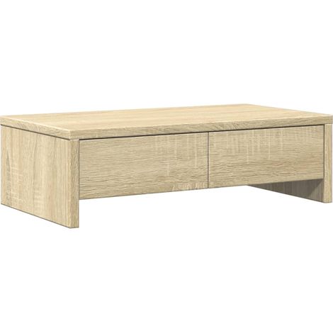 Support de moniteur avec tiroirs chêne sonoma bois d'ingénierie (1/5)
