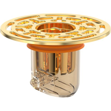 Tapón de desagüe antirretorno: tapón desodorizante de 7,2 cm para desagües de suelo de baño/cocina, evita fugas de gases de alcantarillado (instalación sin herramientas, color dorado). (1/4)