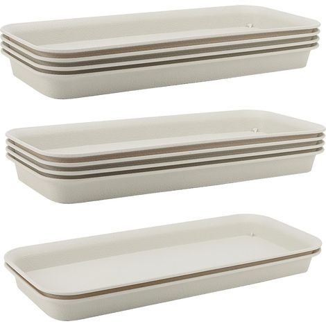 Lot de 10 plateaux d'égouttement rectangulaires en plastique beige 36,5 x 14 x 3 cm pour pot de fleurs, plateau de jardinière, taille supérieure en 39,5 x 17 cm (1/5)