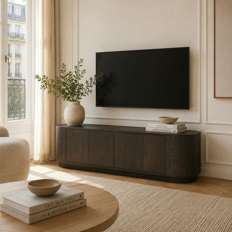 Meuble TV design en chêne brun 2 portes LOREN (1/5)