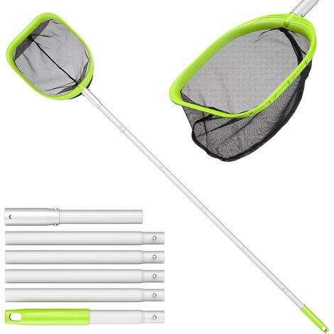 185cm épuisettes de Surface pour Piscine,Filets de Fond de Piscine avec percher Stable en Aluminium de 1,5M, épuisette 20cm de Profonde avec percher 6 pièces pour Piscine, Spa, Source Chaude (1/5)