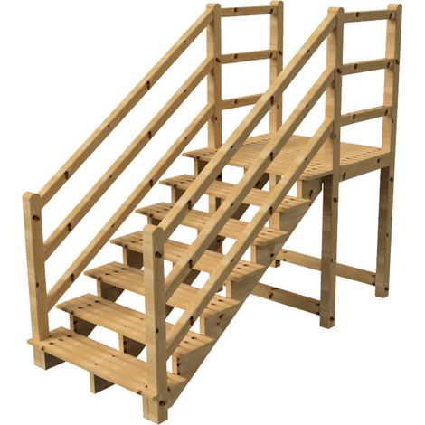 MILANO Außentreppe 7 Stufen H122 cm - Podest L116 x B120 cm - Treppengeländer links und rechts - Podestgeländer links und rechts