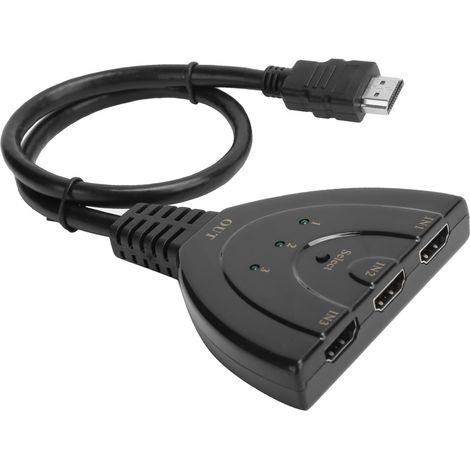 Hdmi Switch - 3 Entradas 1 Salida - Conversor Multimedia Hd 4k - Hub Divisor Con Cable Incluido (1/5)