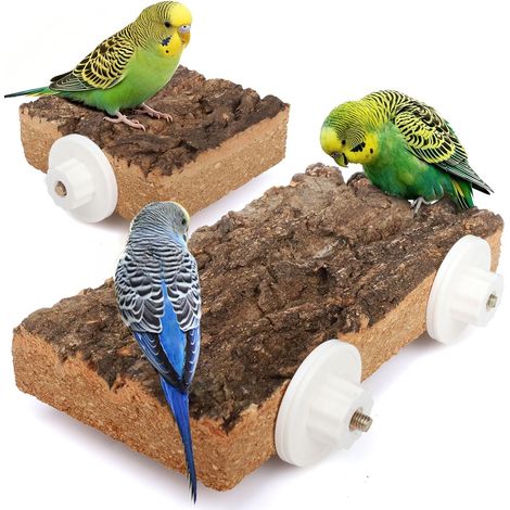 Cork Perch for Parrot, Bird Perch Toy Parakeet with Wooden Platform Cage Accessory for Cockatiel Lovebird Canaries (2 Pieces) (1/5)