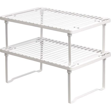 Basics Metal Stackable Kitchen Storage Shelves, White (1/4)