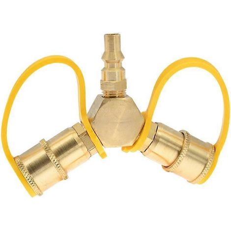 Adaptateur de collecteur en Y pour réservoir de carburant en laiton, raccord rapide pour propane, interrupteur à débit maximal, vanne à raccord rapide (1/5)