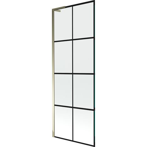 Mexen Next L Badewannenwand 1-flügelig 70 x 150 cm, schwarzes Muster, gold - 895-070-000-03-77-50 (1/5)