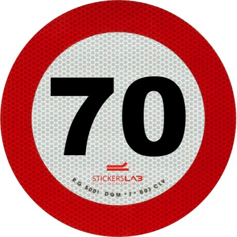 Contrassegno disco limite velocità adesivo retroiriflettente 3M omologati in classe 2 Modello - 70 km/h