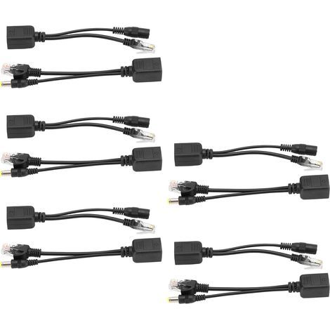 Adaptateur répartiteur POE Power Over Ethernet, 5 paires, injecteur DC12V pour caméra IP noir (1/5)