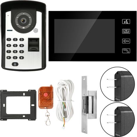 Kit Interphone Vidéo Porte RFID 7 Pouces, Sonnette Filaire Avec Écran, Mot de Passe, Sans Serrure 806FD11 (Prise US) (1/5)