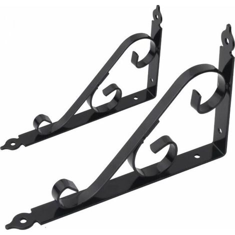 Sollbry 2 soportes de pared para estantes, resistentes, de 90 grados, de metal, para cocina y dormitorio (negro) (1/5)