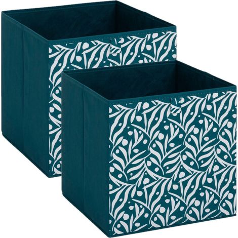 Lot de 2 boites de rangement cubes à motifs olivier MIX'N MODUL (1/4)