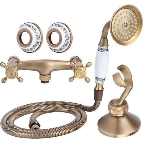 Duschkopf-Set im Vintage-Stil aus Kupfer mit Sprühschlauch zur verdeckten Montage – Badezimmeraccessoires (1/5)