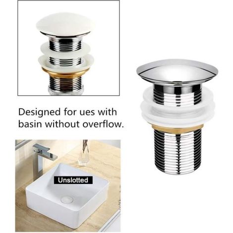 "Bonde de Lavabo, Pop Up Bonde Lavabo Universel, Bonde de Lavabo Sans Trop Plein pour Lavabo en Cuivre " (1/4)