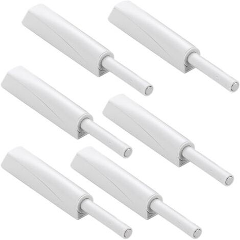 QORVA-Lot de 6 ferme-portes blancs à pression Push to Open - Amortisseurs de porte à fermeture douce - Pour portes d'armoire, tiroirs, ouvre-pression - Loqueteaux magnétiques à pression