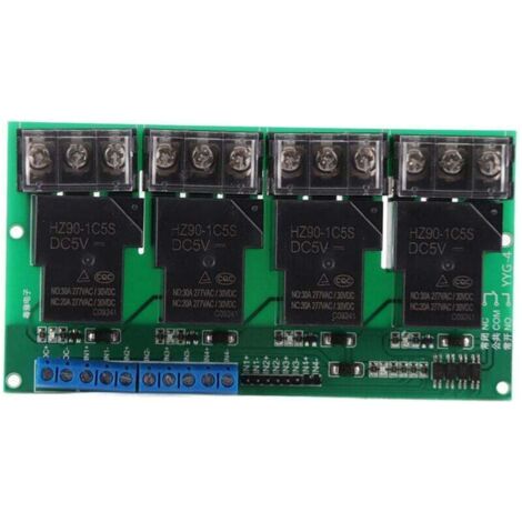 Module relais haute puissance à quatre voies, panneau de commande, optocoupleur, isolation 30 A, YYG-4 DC5 V