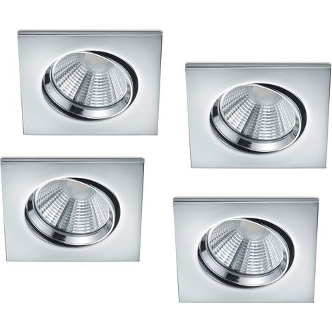 LED Einbaustrahler Decke 4er Set eckig schwenkbar dimmbar Chrom glänzend 5,5W (1/5)