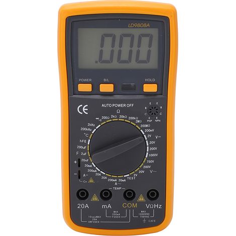 Multimètre numérique LD9808A, testeur de température haute précision, détecteur de fil sous tension, appareil de mesure multifonctionnel professionnel (sans pile, livré sans batterie) (1/5)