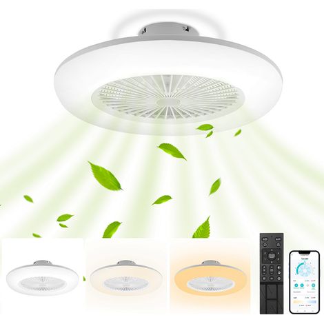 Randaco Ventilateur de plafond LED avec éclairage et télécommande - ventilateur dimmable 80W