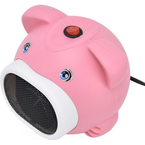 Petit radiateur d'appoint rose cochon 600 W à chauffage rapide, grand angle, silencieux et sûr, 220 V, pour la maison, le bureau ou la chambre. Prise UE 220 V.