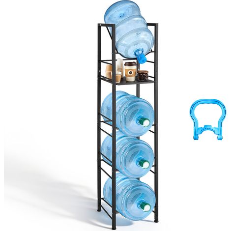 VEVOR Estante para Garrafas de Agua, Soporte para Botellones de Agua, Estantería Metálica de 5 Niveles para 4 Botellas de 11/19 L, Diseño Antivuelco, Organizador de Almacenamiento para Oficina Cocina (1/5)