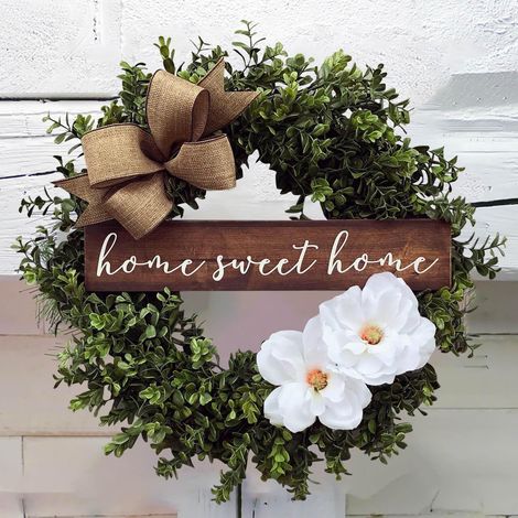 Déco porte Noël 30cm, guirlande murale eucalyptus fraîche, plaque avec mot, couronne suspendue pour porte, petit panneau décoratif de fête (1/5)