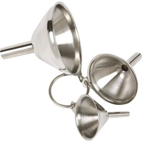 Lot de 3pcs Entonnoir Portable Mini Entonnoir en en Acier Inoxydable de Cuisine Alimentaire Entonnoir (1/2)