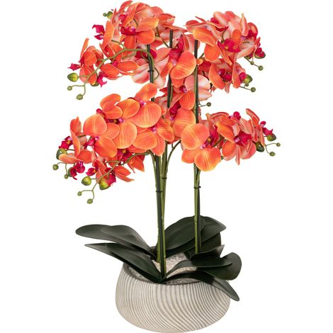 Künstliche Orchidee im Topf Sanae Orangefarbener Zementtopf H65cm - Atmosphera créateur d'intérieur (1/4)