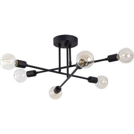 Deckenleuchte aus schwarzem Metall mit 6 Glühbirnen L64 cm - JULIA (1/5)