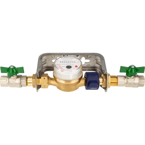 Einstrahlzähler ETK Kombi-Set (Warmwasser) bis 90 Grad Länge 110 mm, inkl. Bügel Edelstahl, Kugelhähne 1/2 Zoll, Plombierschelle (1/5)