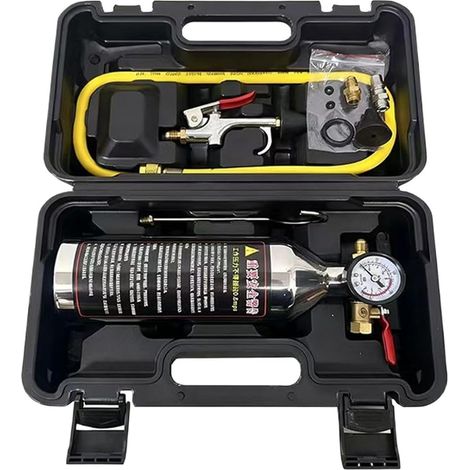 Kit Rinçage HVAC Kit De Nettoyage Avec Réservoir, Manomètre Et Raccords De Rinçage Circuit Clim pour refroidissement atelier garage maison camping-car voiture camion