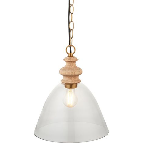 Suspension rustique frêne naturel verre E27 Cotswold Endon (1/5)