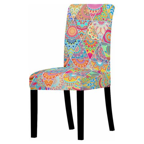 Housse de Chaise de Salle à Manger Lot de 2, Housses de Protection de Chaise Imprimées Patchwork Stretch Amovibles Élastiques Universelles pour la Maison, Hôtel (Coutures à Carreaux, 2 pièces (1/4)
