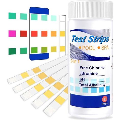 50 Pièces 3 en 1 Test Dureté De I'eau, Test Eau Aquarium, Testeur Eau Potable, Kit de Test de Piscine pour Tester Chlore Libre, L'alcalinité Totale et pH (1/5)