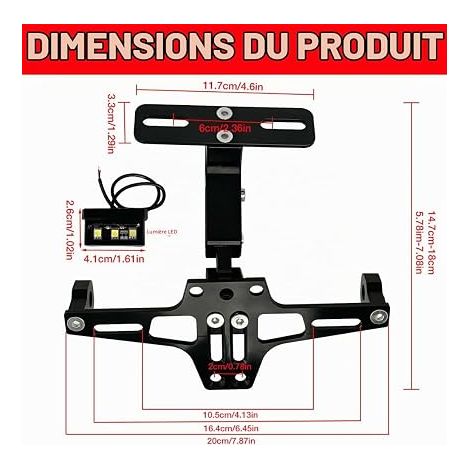 Motorcycle License Plate Holder, Adjustable License Plate Holder, Universal Aluminum Alloy Adjustable Motorcycle License Plate Holder for Most Standard Motorcycle Models (1/4)