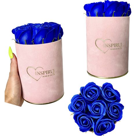Flowerbox Inspiruj - Scatola rosa con rose di sapone - n. 1 Blu navy (1/5)