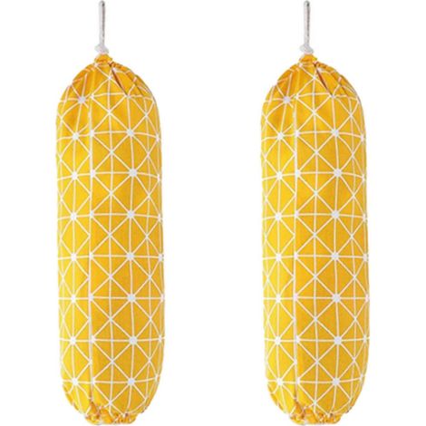 2X plastique sac support pliable Washable sac de courses distributeur Recycling Shopping sac organiseur Grocery jaune (1/3)
